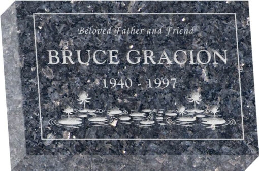 12 inch x 8 inch x 3 inch Flat Granite Headstone in Blue Pearl with design SD-121