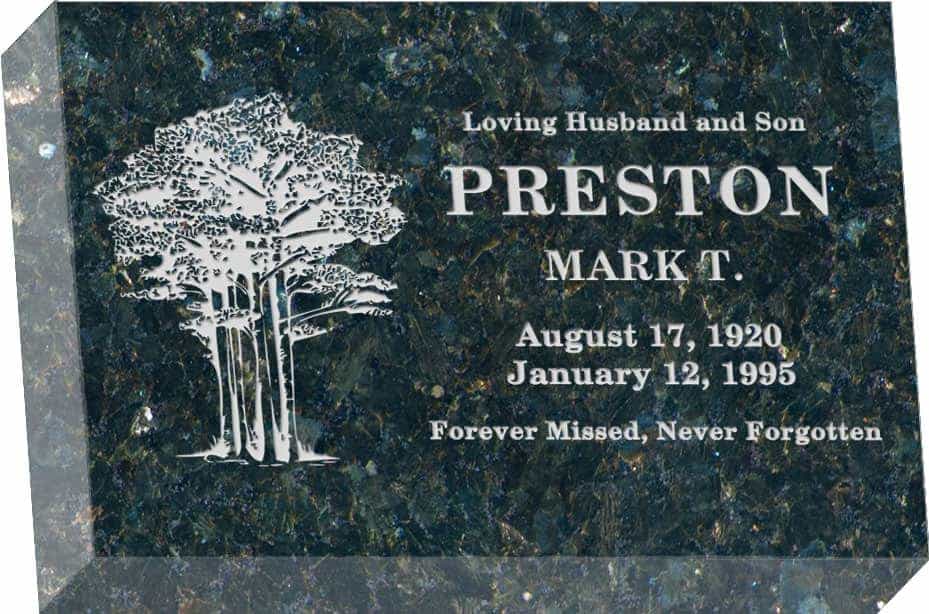 12inch_x_8inch_x_3inch_Flat_Granite_Headstone_in_Emerald_Pearl_with_design_SD-413 12 inch x 8 inch x 3 inch Flat Granite Headstone in Emerald Pearl with design SD-413
