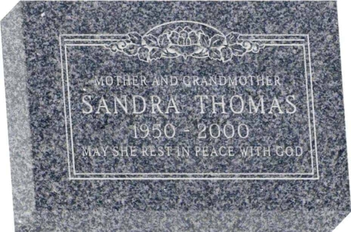 12 inch x 8 inch x 3 inch Flat Granite Headstone in Imperial Grey with design SD-105