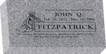 16inch_x_8inch_x_3inch_Flat_Granite_Headstone_in_Grey_with_design_R-6 16 inch x 8 inch x 3 inch Flat Granite Headstone in Grey with design R-6