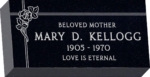 16 inch x 8 inch x 3 inch Flat Granite Headstone in Imperial Black with design F-106