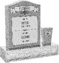 18inch_x_6inch_x24inch_Serp_Top_Upright_Headstone_polished_front_and_back_with_30inch_Base_and_square_tapered_Vase_in_Grey_with_design_AS-021_Sanded_Panel 18 inch x 6 inch x 24 inch Serp Top Upright Headstone polished front and back with 30 inch Base and square tapered Vase in Grey with design AS-021 Sanded_Panel