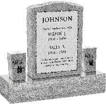 18inch_x_6inch_x_24inch_Serp_Top_Upright_Headstone_polished_front_and_back_with_34inch_Base_and_two_square_tapered_Vases_in_Grey_with_design_B-3_Sanded_Panel Serp Top Upright Headstone polished front and back with 34" Base and two square tapered Vases