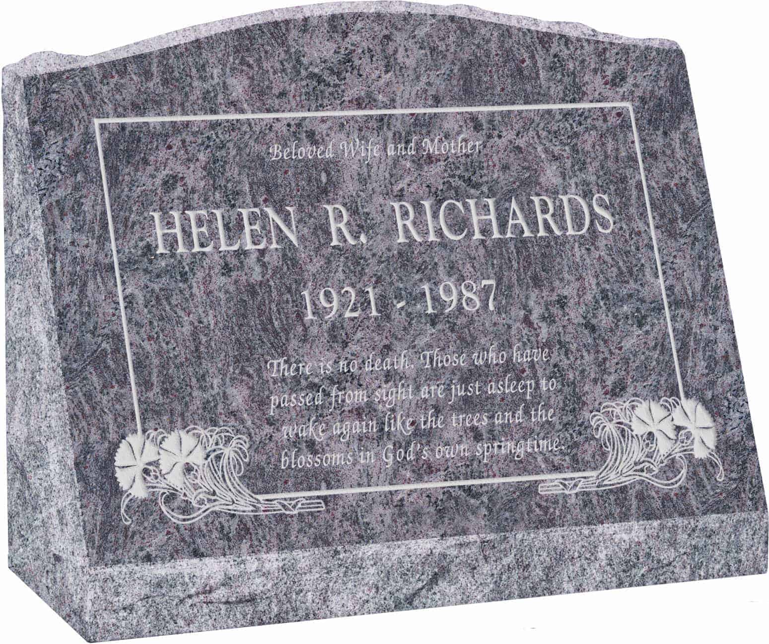 20inch_x_10inch_x_16inch_Serp_Top_Slant_Headstone_polished_front_and_back_in_Bahama_Blue_with_design_B-16
