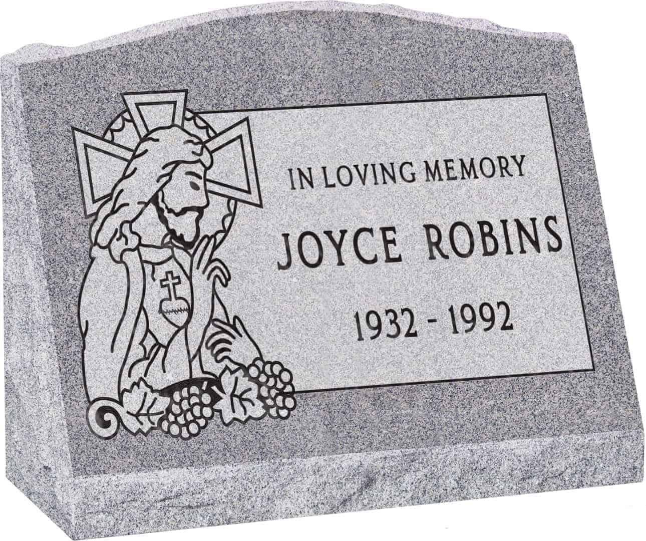 20inch_x_10inch_x_16inch_Serp_Top_Slant_Headstone_polished_front_and_back_in_Grey_with_design_SD-323,_Sanded_Panel