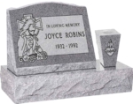 20" x 10" x 16" Serp Top Slant Headstone polished front and back with 30" Base and square tapered Vase