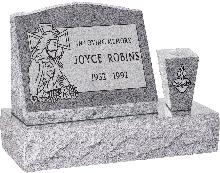 20inch_x_10inch_x_16inch_Serp_Top_Slant_Headstone_polished_front_and_back_with_30inch_Base_and_square_tapered_Vase_in_Grey_with_design_SD-323,_Sanded_Panel 20 inch x 10 inch x 16 inch Serp Top Slant Headstone polished front and back with 30 inch Base and square tapered Vase in Grey with design SD-323 Sanded Panel