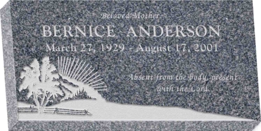 20 inch x 10 inch x 3 inch Flat Granite Headstone in Imperial Grey with design S-3