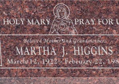 20inch_x_10inch_x_3inch_Flat_Granite_Headstone_in_Mahogany_with_design_R-51