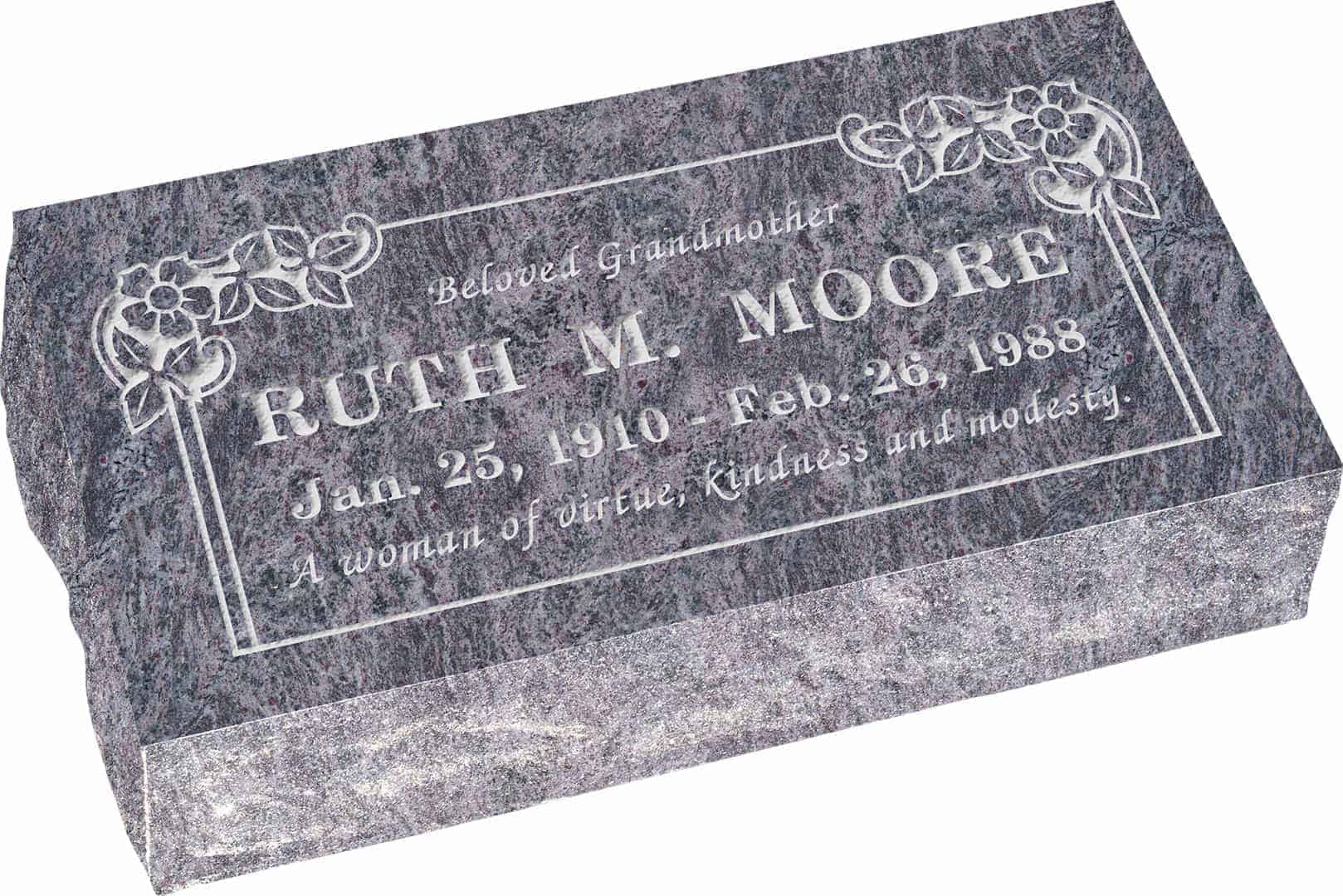 20inch_x_10inch_x_6inch_Pillow_Top_Headstone_in_Bahama_Blue_with_design_B-21 20 inch x 10 inch x 6 inch Pillow Top Headstone in Bahama Blue with design B-21