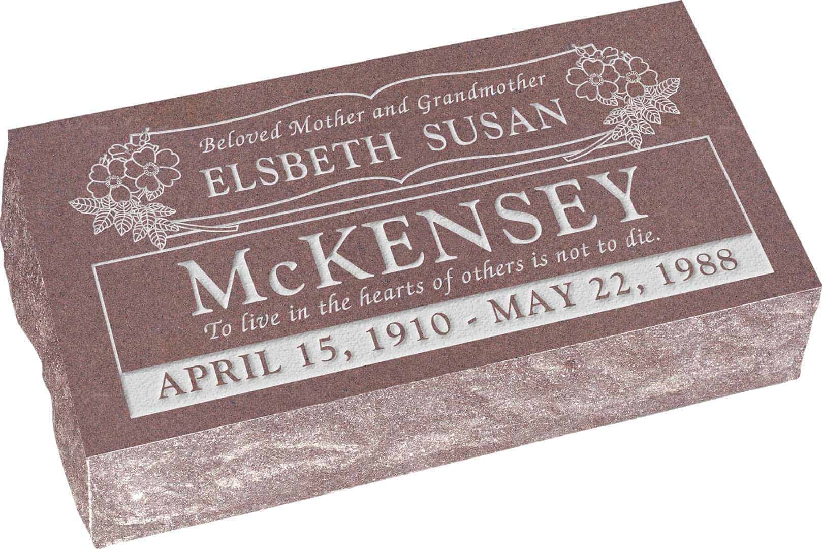 20inch_x_10inch_x_6inch_Pillow_Top_Headstone_in_Desert_Pink_with_design_B-19 20 inch x 10 inch x 6 inch Pillow Top Headstone in Desert Pink with design B-19