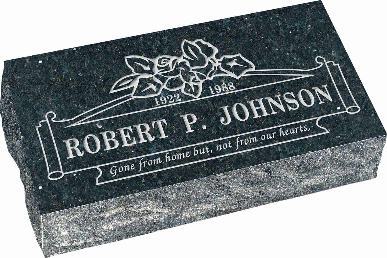 20inch_x_10inch_x_6inch_Pillow_Top_Headstone_in_Emerald_Pearl_with_design_B-20 20 inch x 10 inch x 6 inch Pillow Top Headstone in Emerald Grey with design B-20