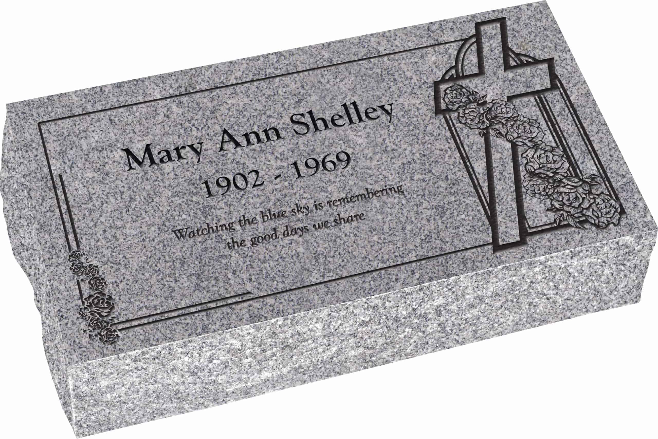 20inch_x_10inch_x_6inch_Pillow_Top_Headstone_in_Grey_with_design_AS-012 20 inch x 10 inch x 6 inch Pillow Top Headstone in Grey with design AS-012