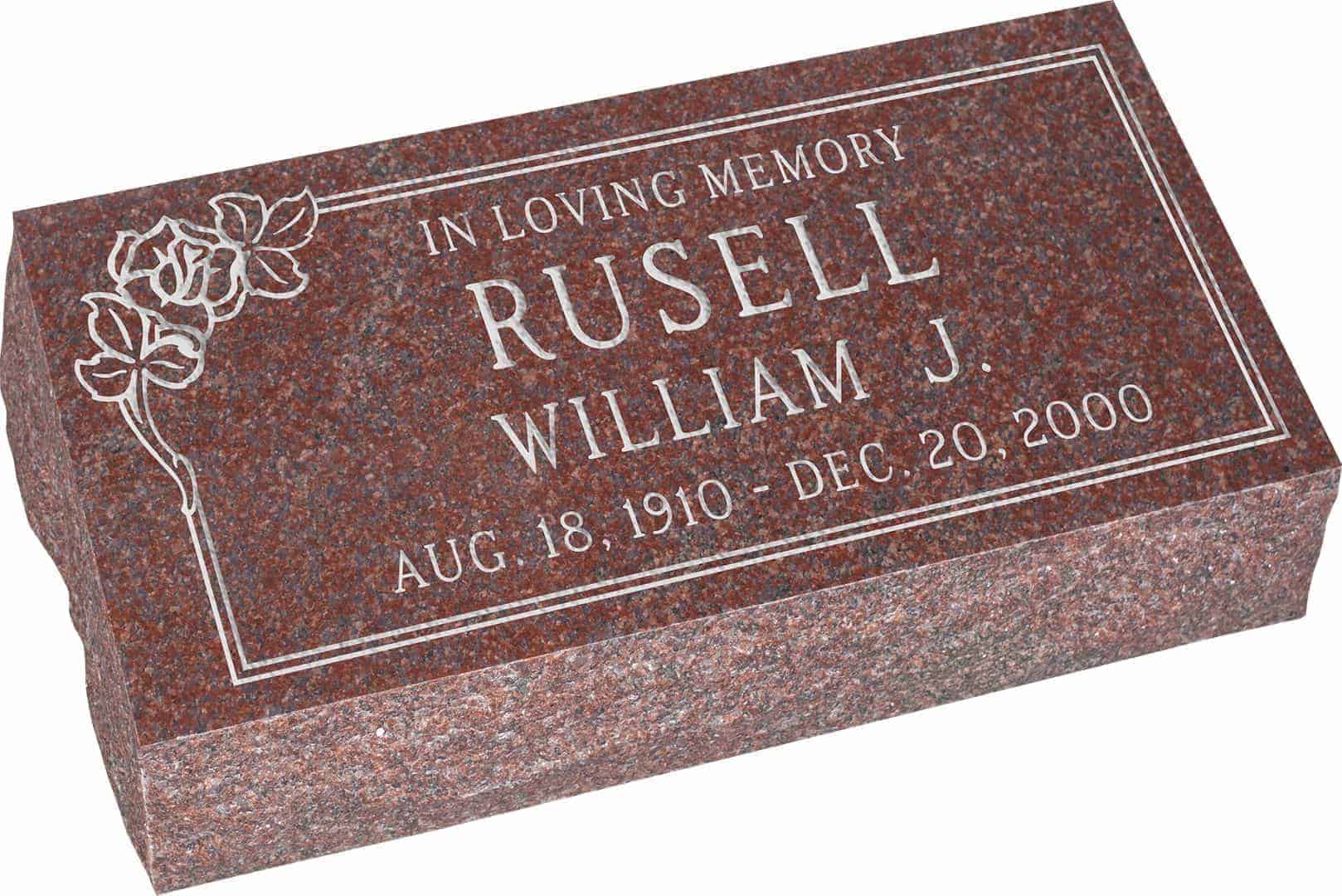 20inch_x_10inch_x_6inch_Pillow_Top_Headstone_in_Imperial_Red_with_design_SD-101 20 inch x 10 inch x 6 inch Pillow Top Headstone in Imperial Red with design SD-101