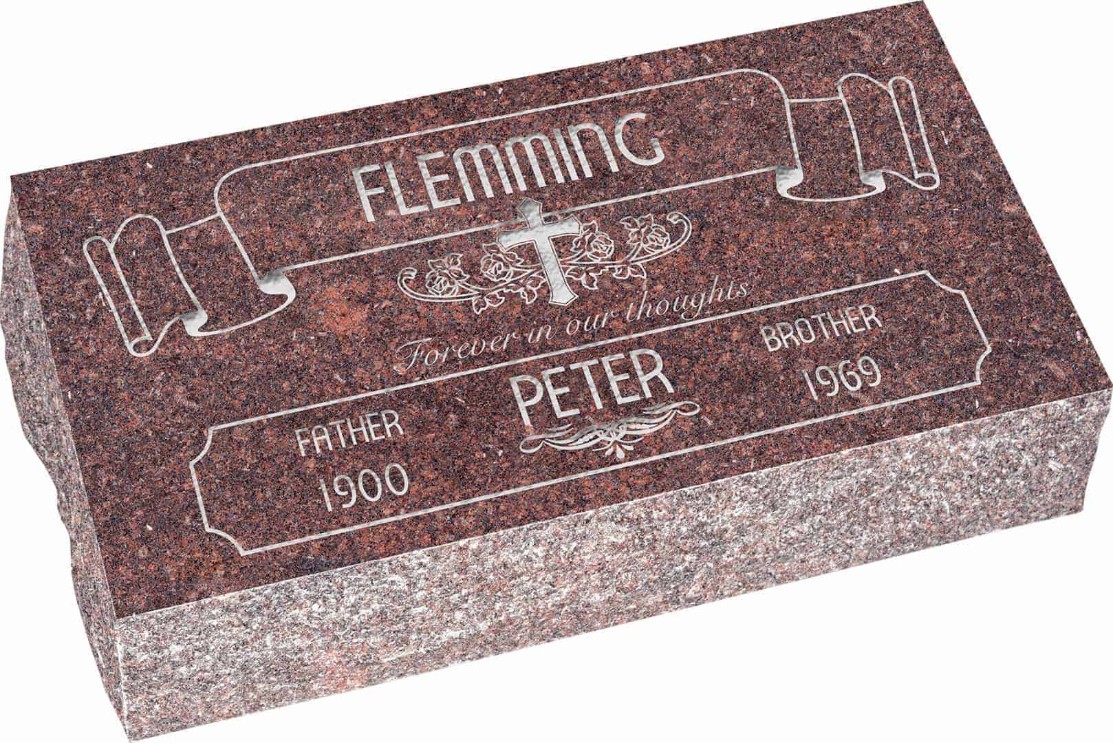 20inch_x_10inch_x_6inch_Pillow_Top_Headstone_in_Mahogany_with_design_AS-021 20 inch x 10 inch x 6 inch Pillow Top Headstone in Mahogany with design AS-021