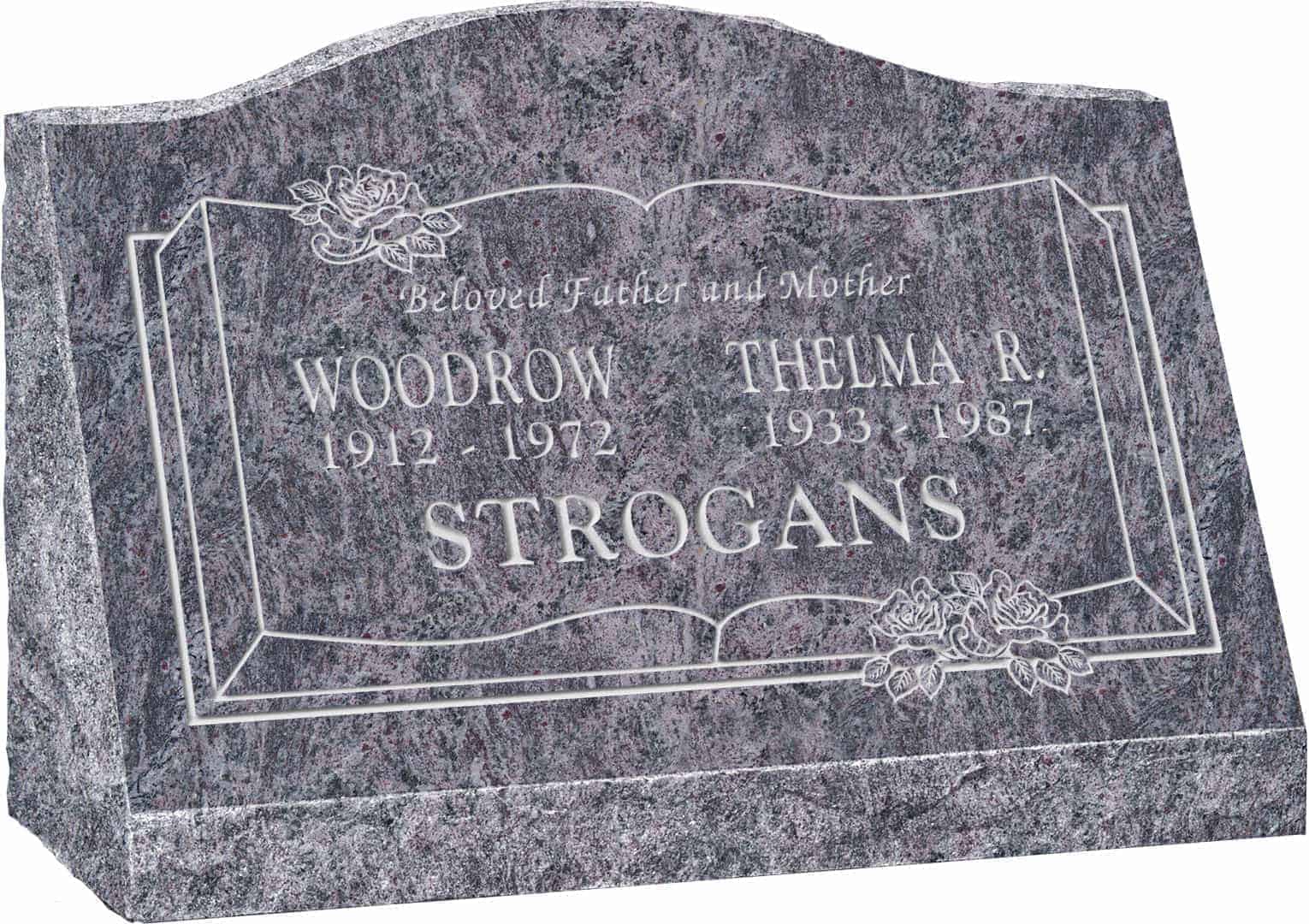 24inch_x_10inch_x_16inch_Serp_Top_Slant_Headstone_polished_front_and_back_in_Bahama_Blue_with_design_B-13