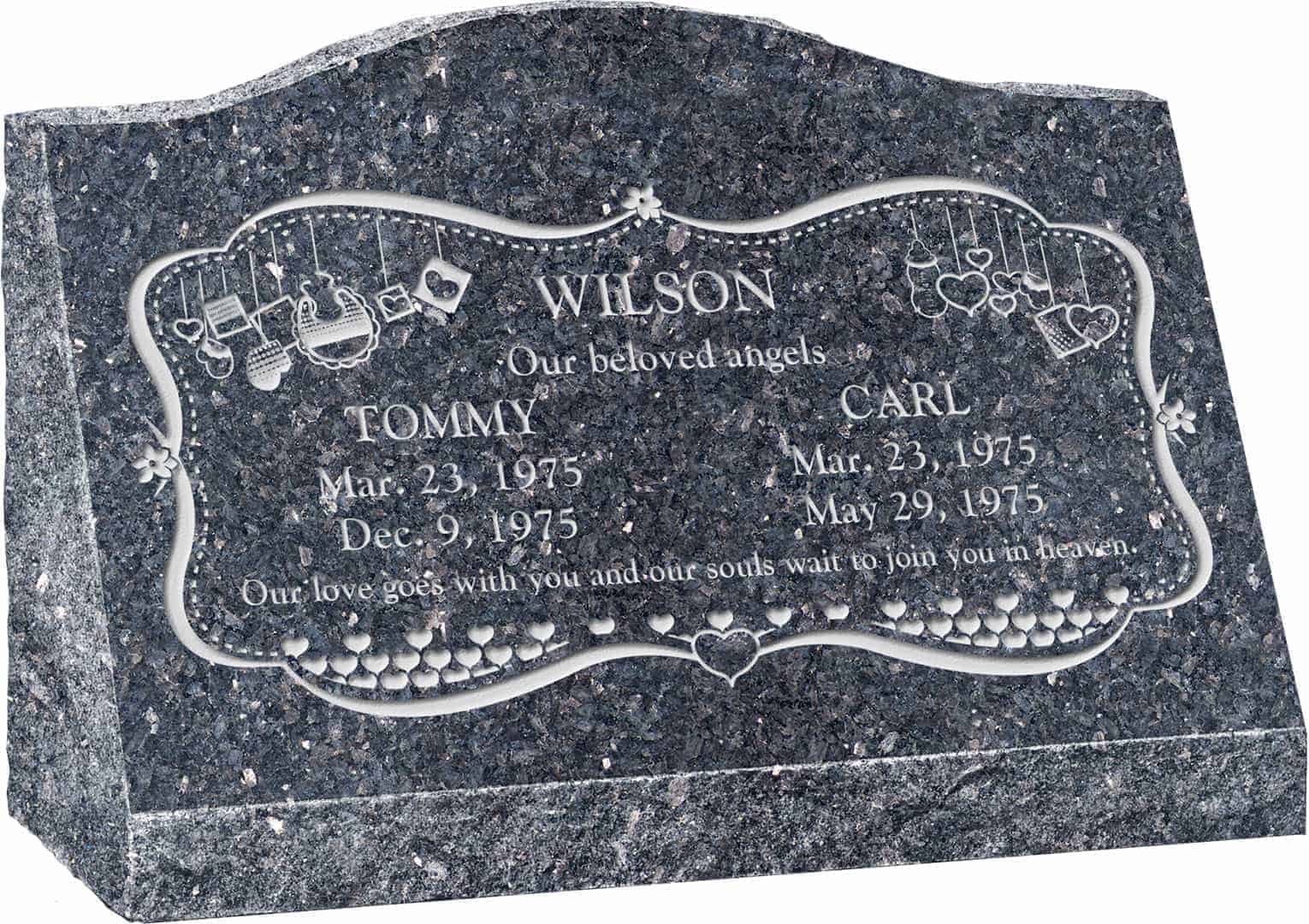 24inch_x_10inch_x_16inch_Serp_Top_Slant_Headstone_polished_front_and_back_in_Blue_Pearl_with_design_AS-008