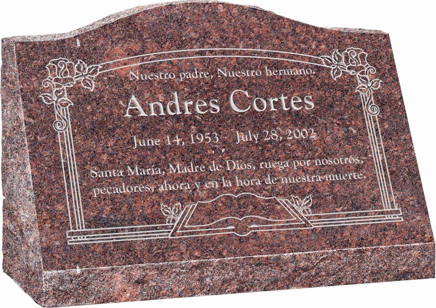 24inch_x_10inch_x_16inch_Serp_Top_Slant_Headstone_polished_front_and_back_in_Mahogany_with_design_AS-002