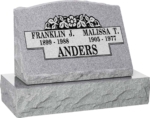 24" x 10" x 16" Serp Top Slant Headstone polished front and back with 30" Base