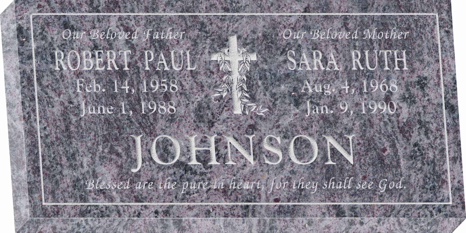 24inch_x_12inch_x_3inch_Flat_Granite_Headstone_in_Bahama_Blue_with_design_V-3 24inch x 12inch x 3inch Flat Granite Headstone in Bahama Blue with design V-3
