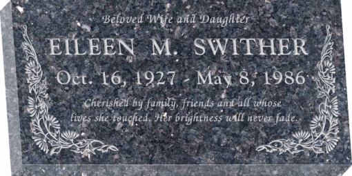 24inch x 12inch x 3inch Flat Granite Headstone in Blue Pearl with design B-6