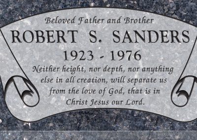24inch_x_12inch_x_3inch_Flat_Granite_Headstone_in_Blue_Pearl_with_design_B-7,_Sanded_Panel