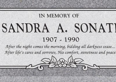 24inch_x_12inch_x_3inch_Flat_Granite_Headstone_in_Grey_with_design_C-150,_Sanded_Panel