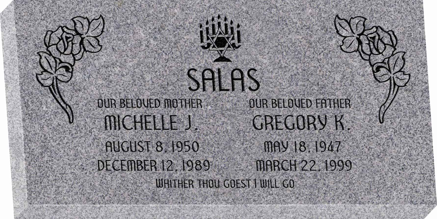 24inch_x_12inch_x_3inch_Flat_Granite_Headstone_in_Grey_with_design_J-06