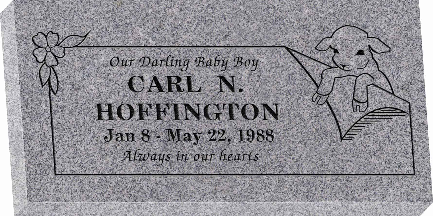 24inch_x_12inch_x_3inch_Flat_Granite_Headstone_in_Grey_with_design_R-29