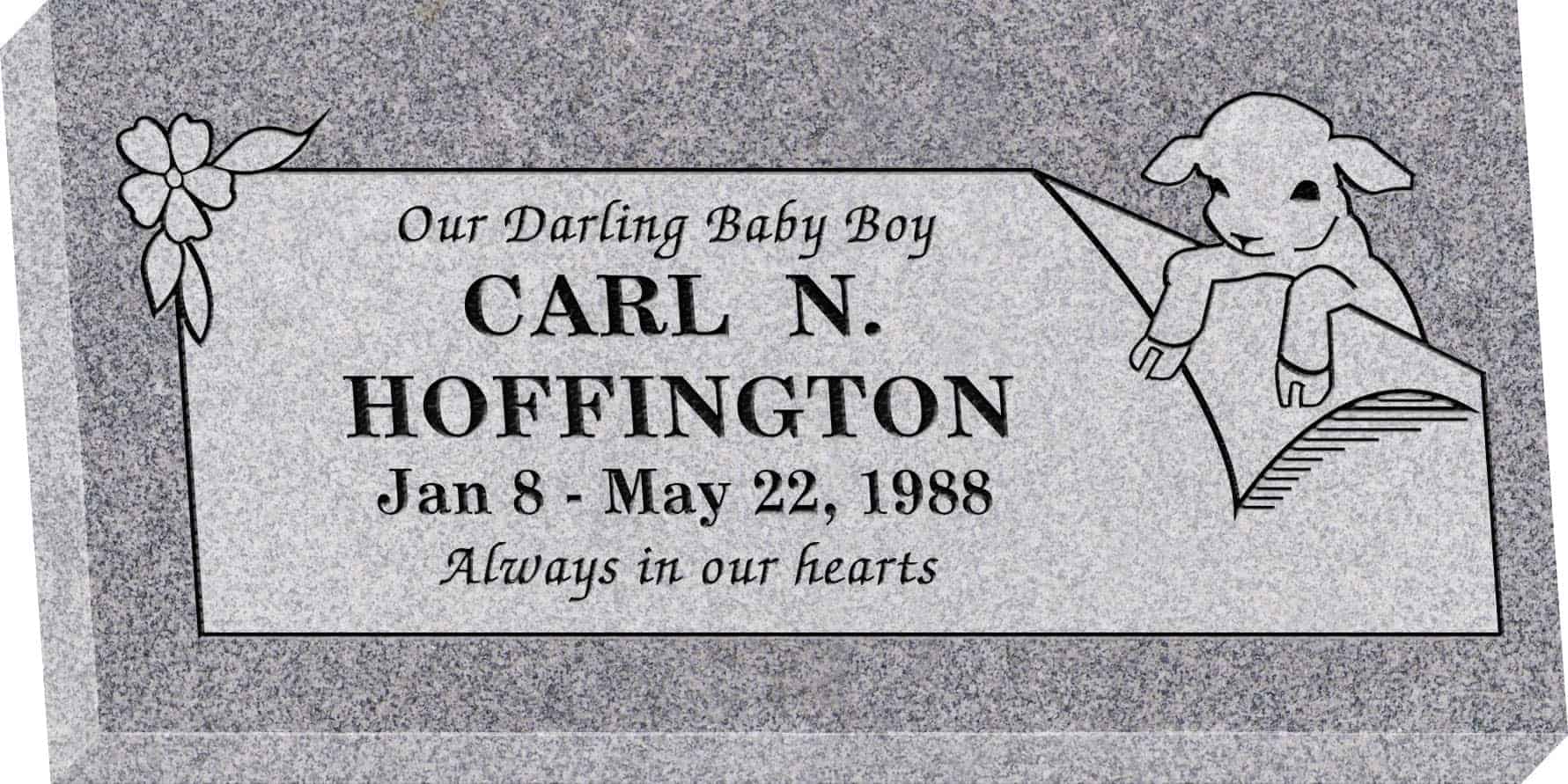 24inch_x_12inch_x_3inch_Flat_Granite_Headstone_in_Grey_with_design_R-29_Sanded_Panel