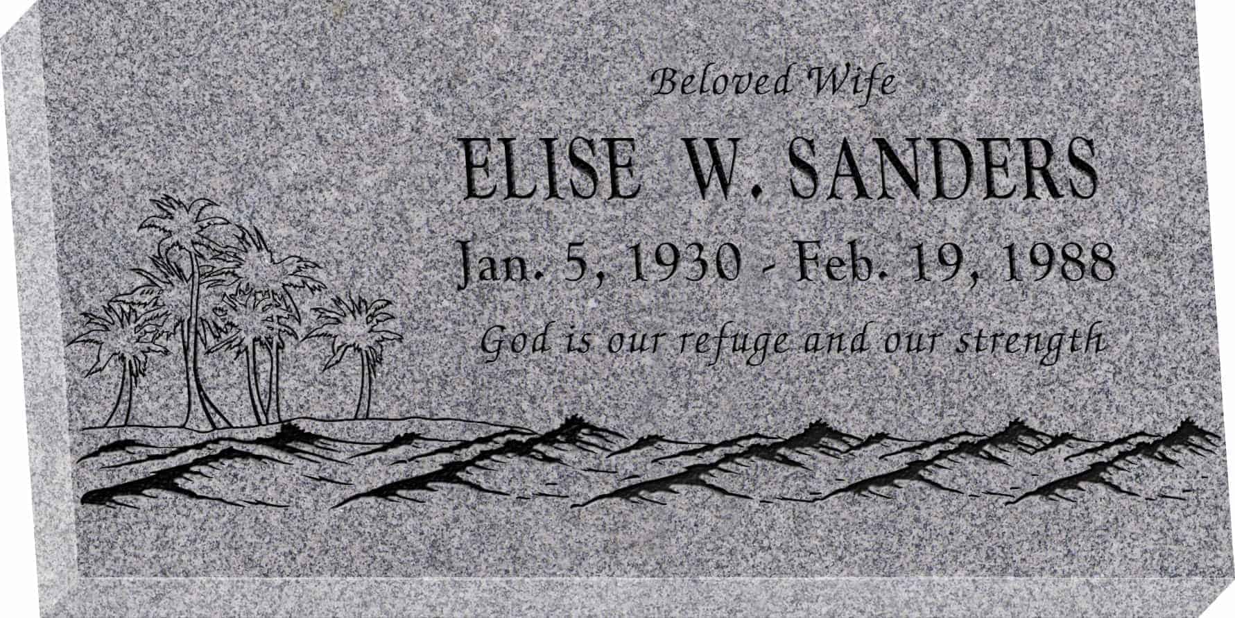 24inch_x_12inch_x_3inch_Flat_Granite_Headstone_in_Grey_with_design_T-1