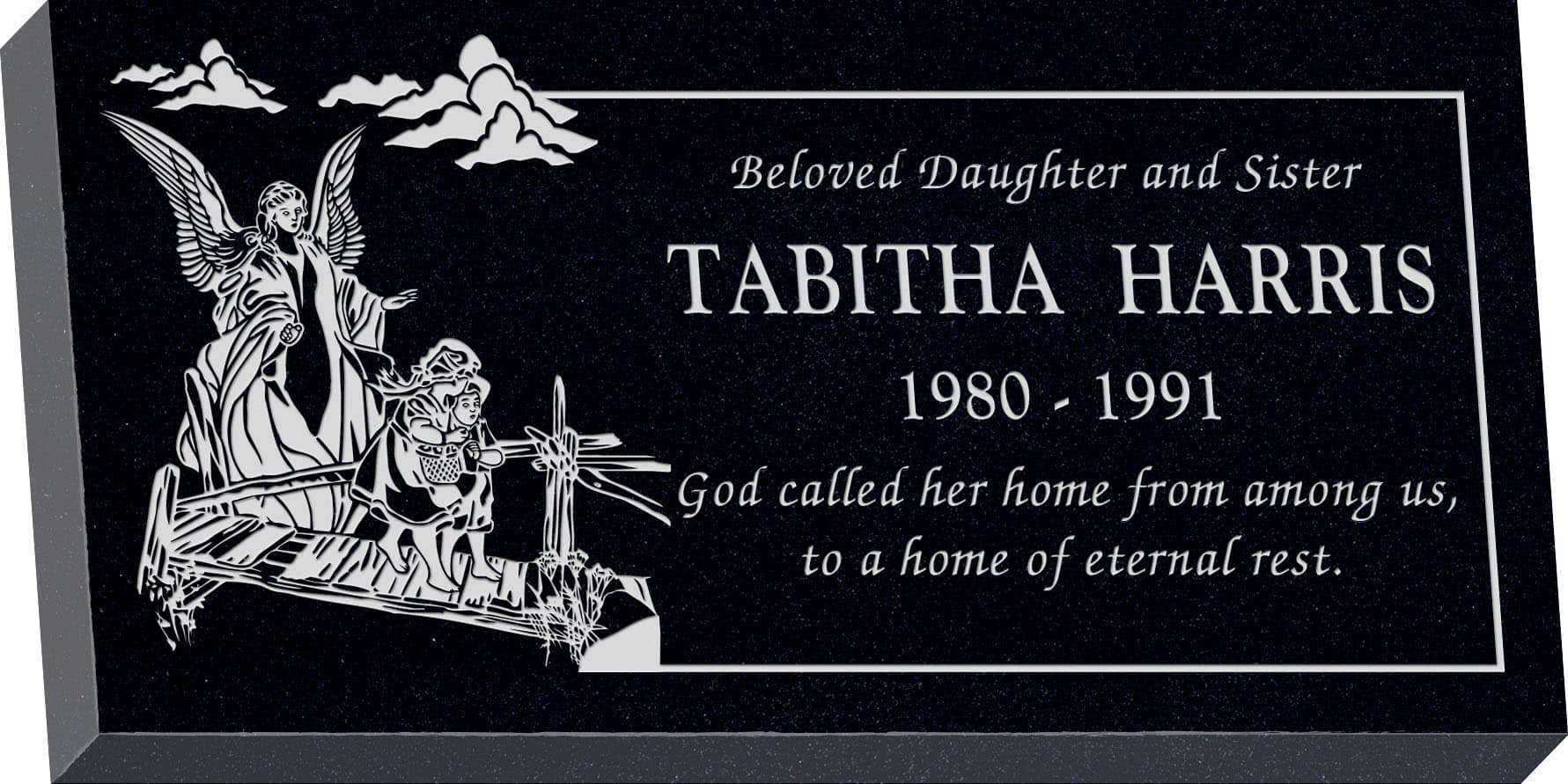 24inch_x_12inch_x_3inch_Flat_Granite_Headstone_in_Imperial_Black_with_design_C-436