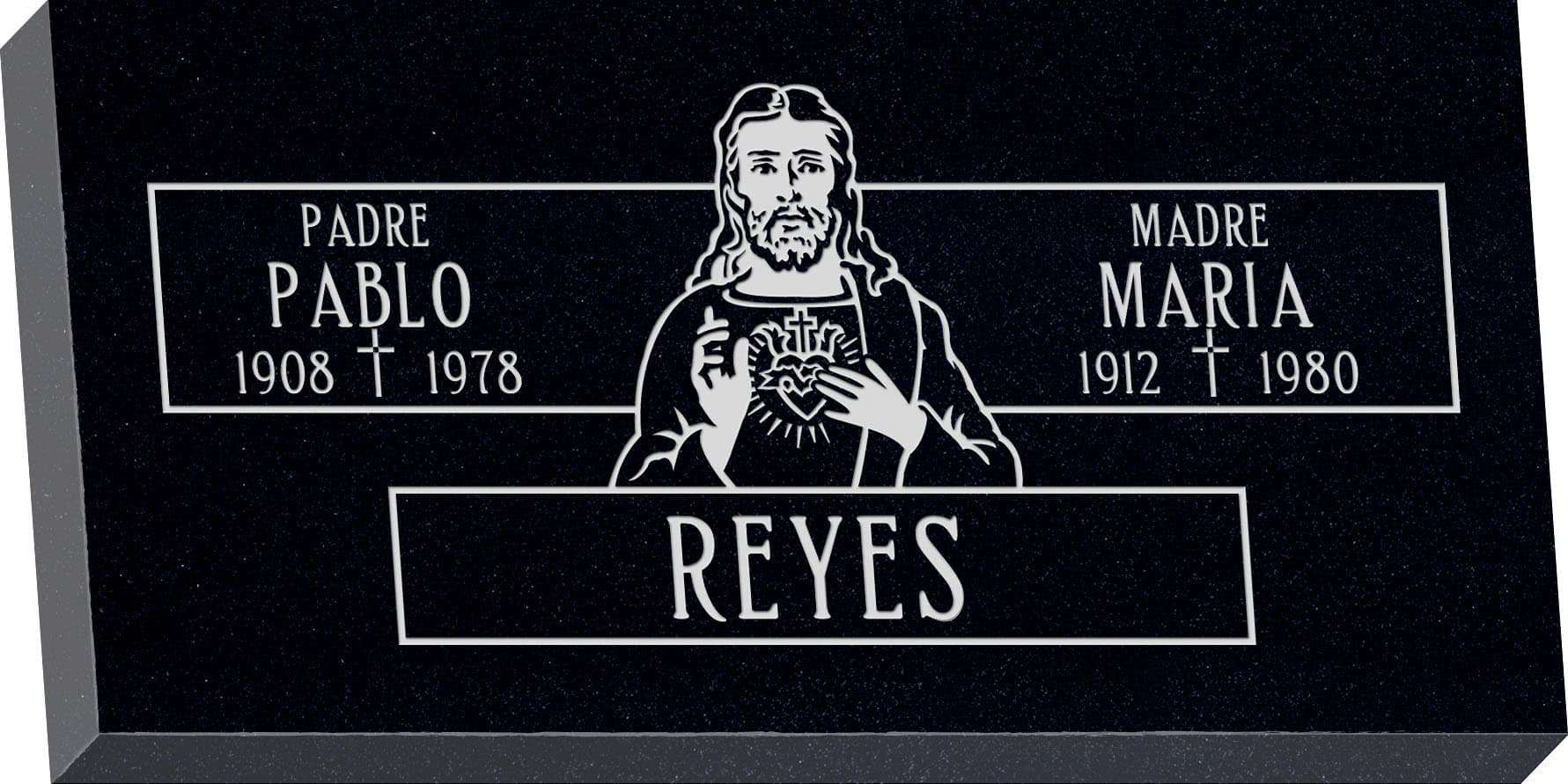 24inch_x_12inch_x_3inch_Flat_Granite_Headstone_in_Imperial_Black_with_design_F-118