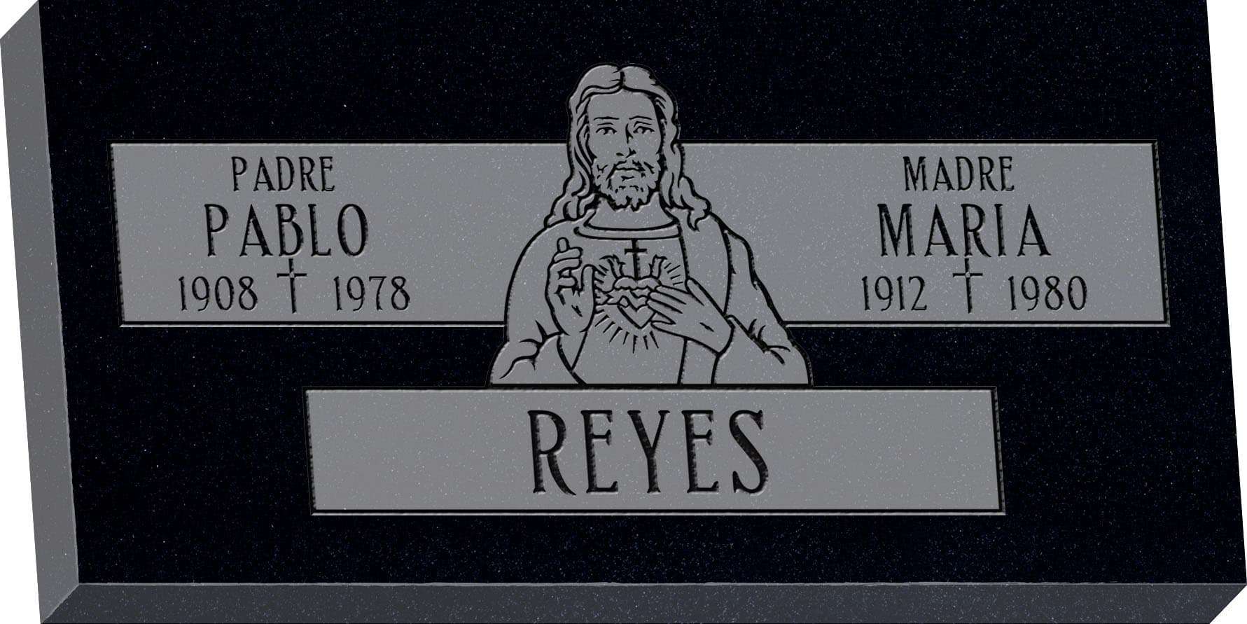 24inch_x_12inch_x_3inch_Flat_Granite_Headstone_in_Imperial_Black_with_design_F-118_Sanded_Panel