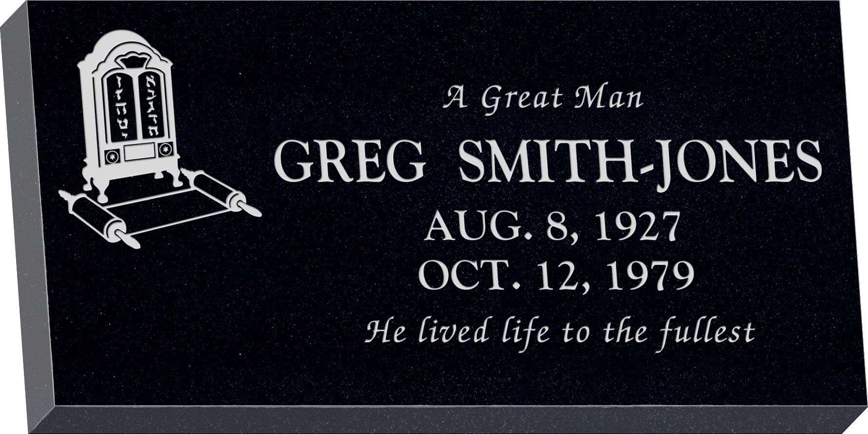 24inch_x_12inch_x_3inch_Flat_Granite_Headstone_in_Imperial_Black_with_design_J-02