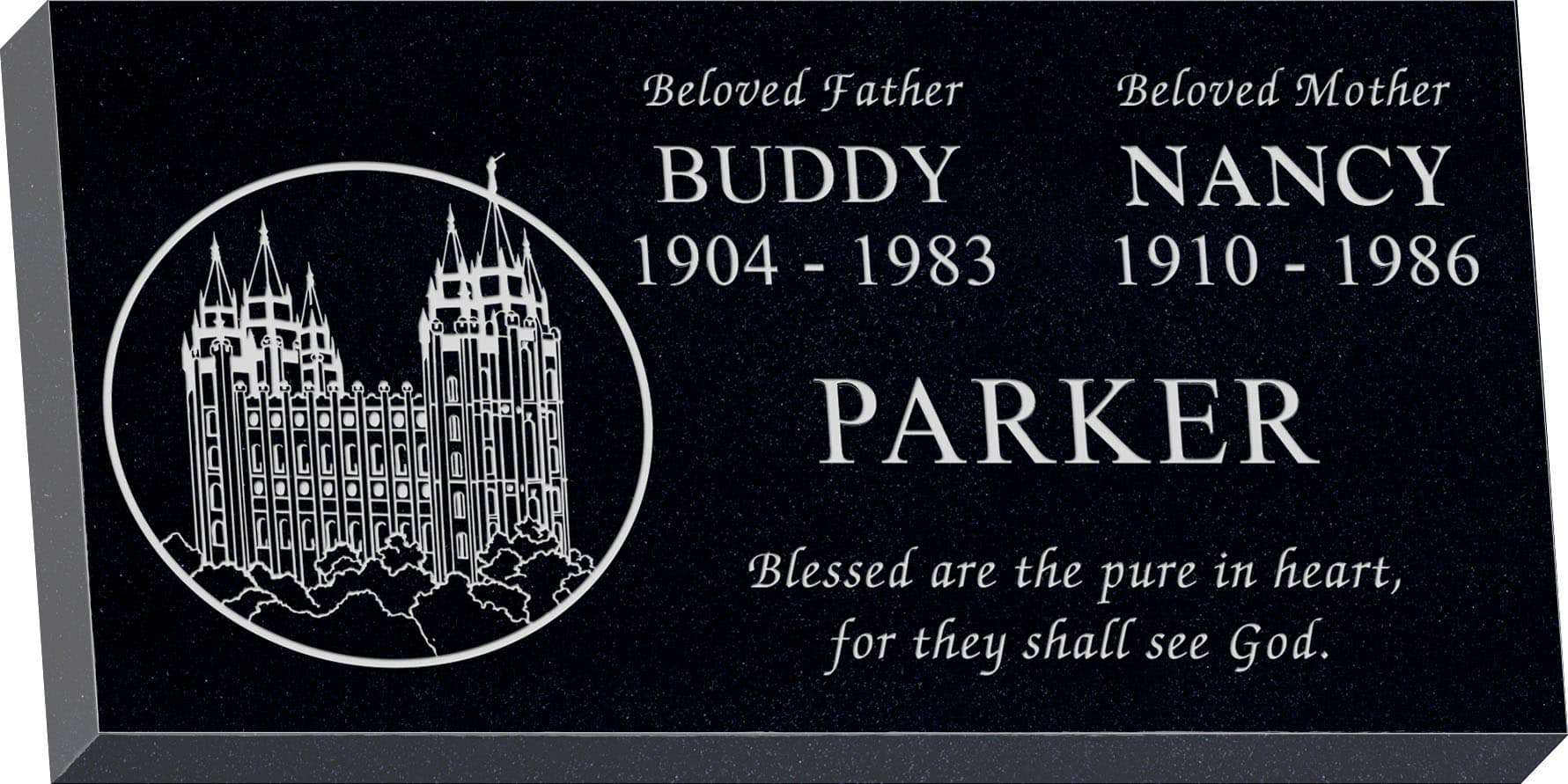 24inch_x_12inch_x_3inch_Flat_Granite_Headstone_in_Imperial_Black_with_design_M-03