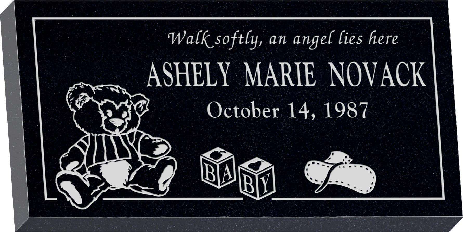 24inch_x_12inch_x_3inch_Flat_Granite_Headstone_in_Imperial_Black_with_design_R-39