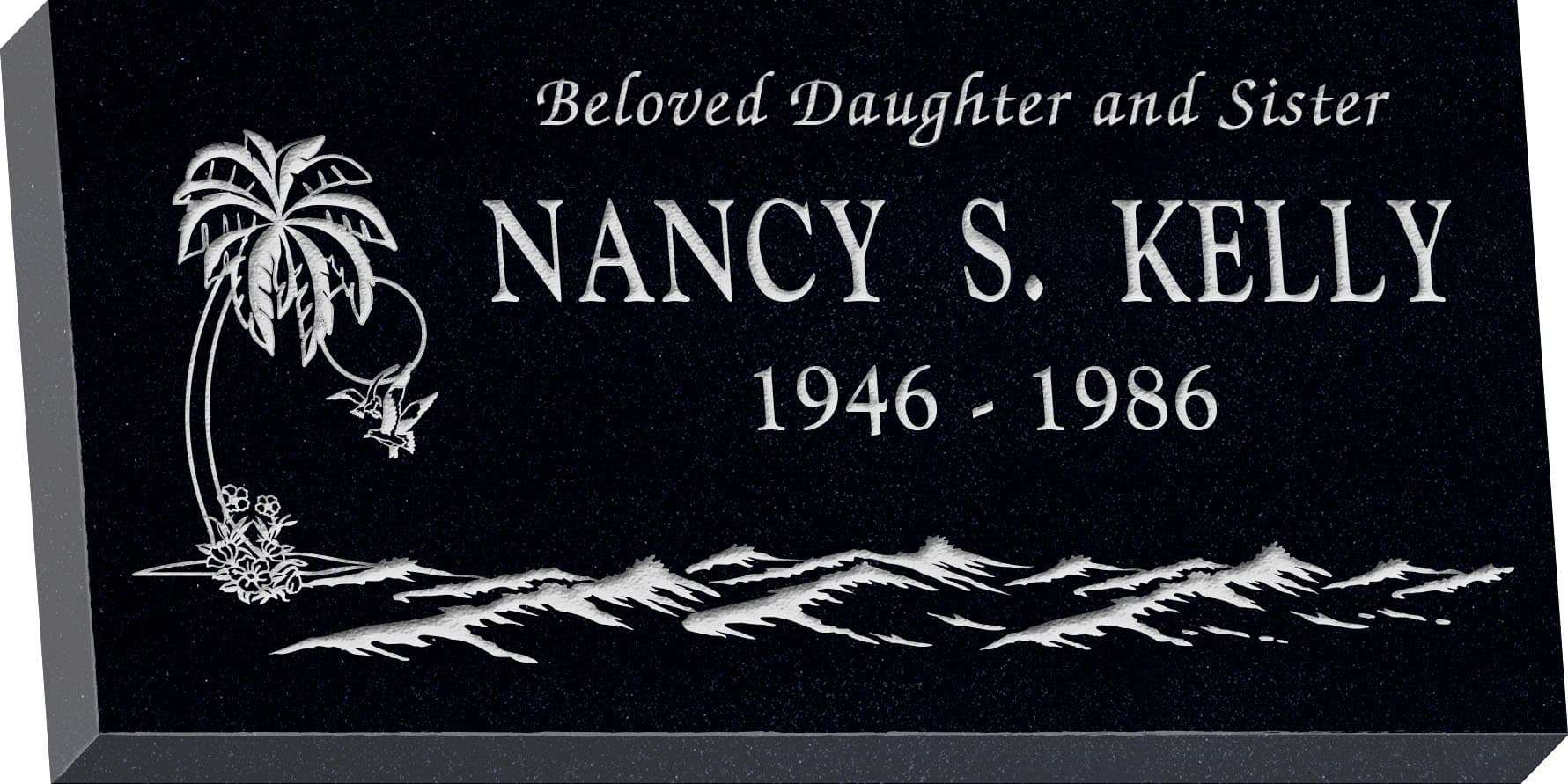 24inch_x_12inch_x_3inch_Flat_Granite_Headstone_in_Imperial_Black_with_design_T-2