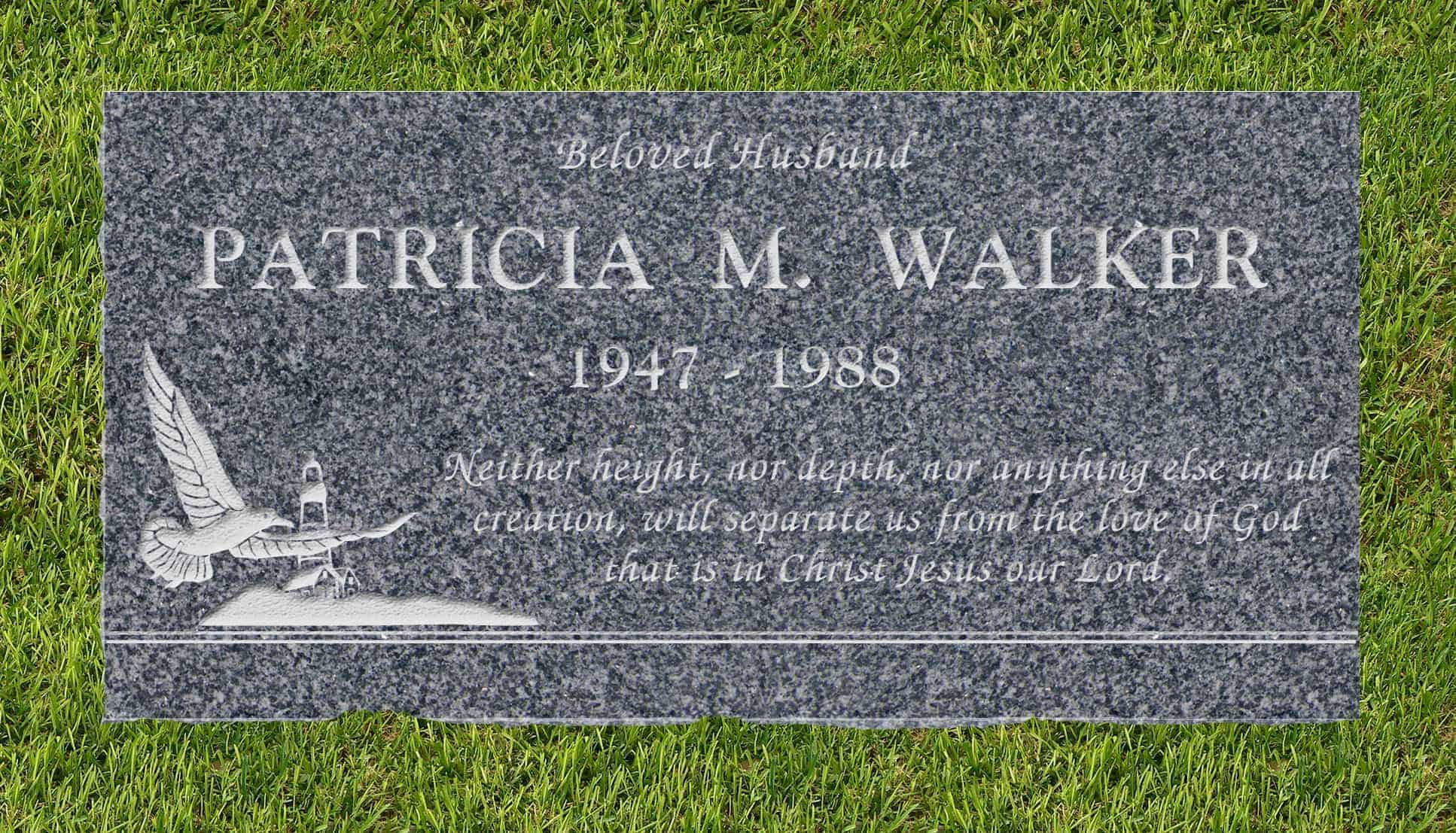 24inch_x_12inch_x_3inch_Flat_Granite_Headstone_in_Imperial_Gray_with_design_S-1_installed_in_ground