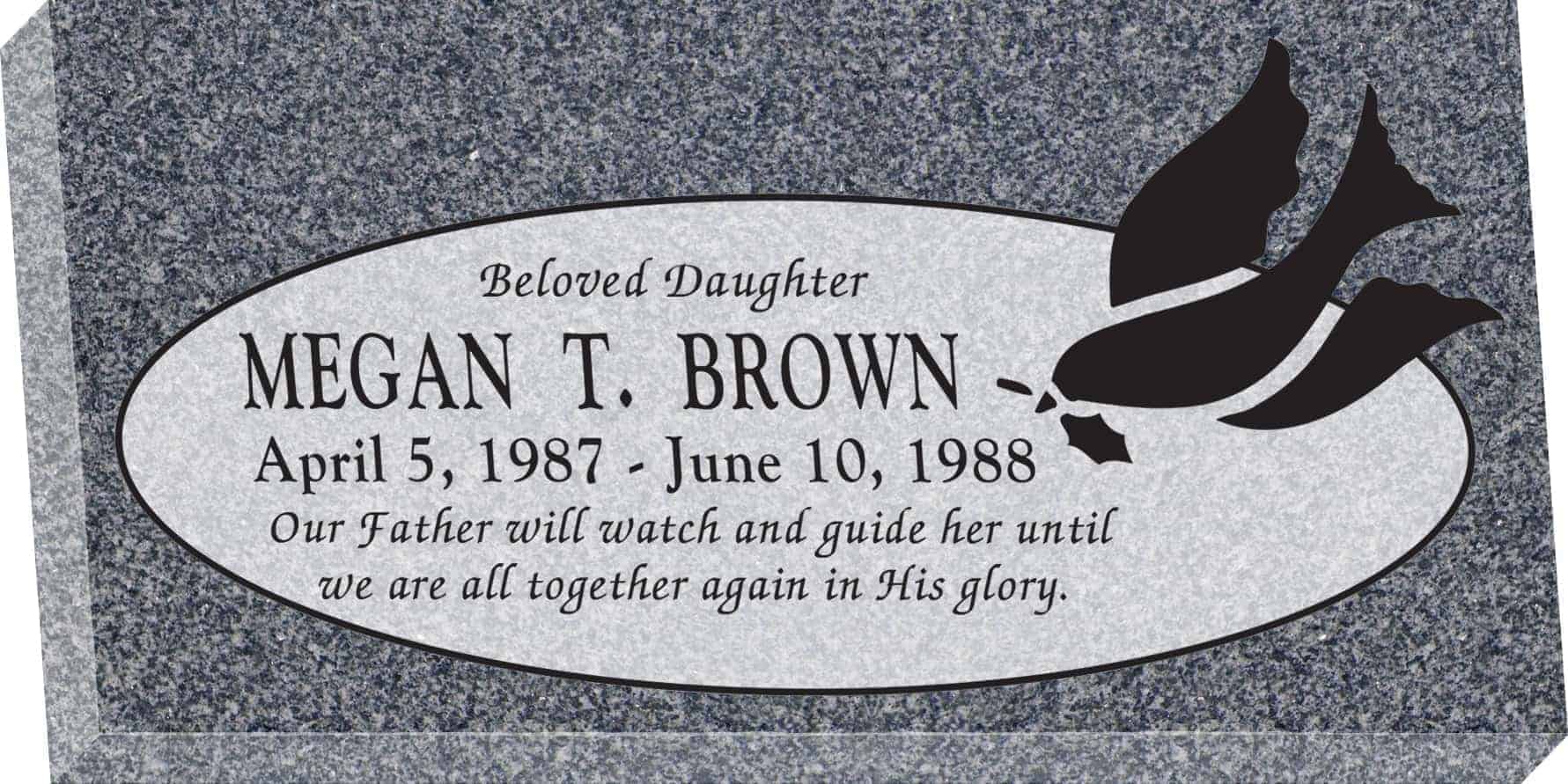 24inch_x_12inch_x_3inch_Flat_Granite_Headstone_in_Imperial_Grey_with_design_R-2_Sanded_Panel