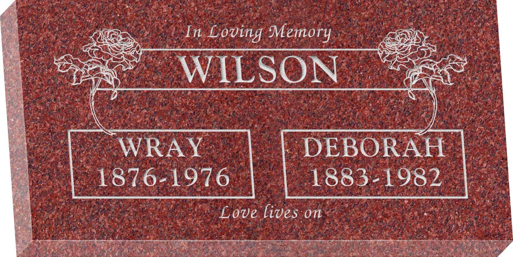 24inch_x_12inch_x_3inch_Flat_Granite_Headstone_in_Imperial_Red_with_design_B-18 24inch x 12inch x 3inch Flat Granite Headstone in Imperial Red with design B-18