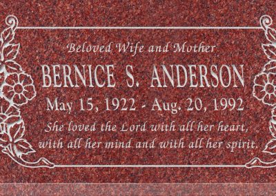 24inch_x_12inch_x_3inch_Flat_Granite_Headstone_in_Imperial_Red_with_design_C-101