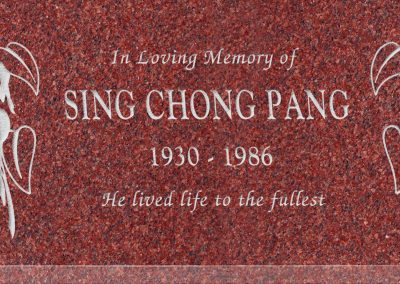 24inch_x_12inch_x_3inch_Flat_Granite_Headstone_in_Imperial_Red_with_design_T-9