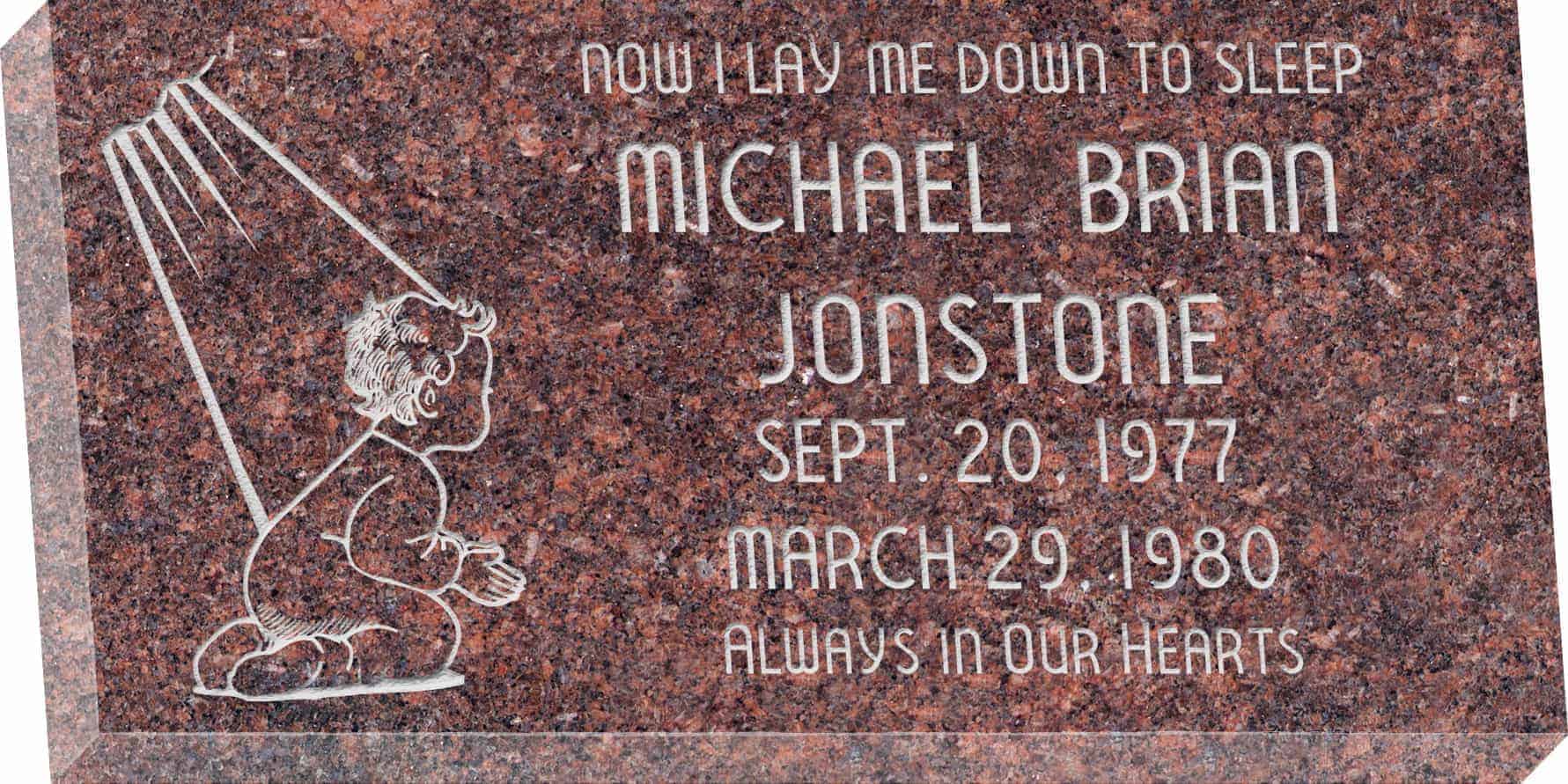 24inch_x_12inch_x_3inch_Flat_Granite_Headstone_in_Mahogany_with_design_B-109