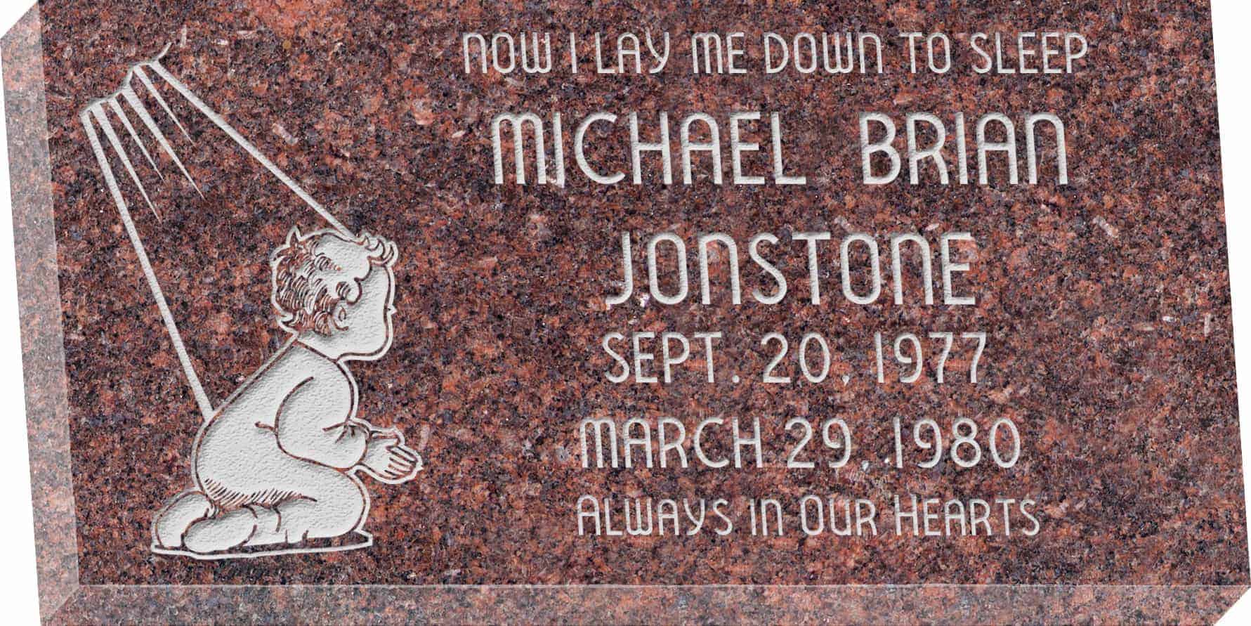 24inch_x_12inch_x_3inch_Flat_Granite_Headstone_in_Mahogany_with_design_B-109_D