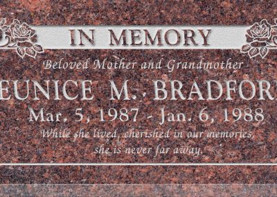 24inch_x_12inch_x_3inch_Flat_Granite_Headstone_in_Mahogany_with_design_B-14