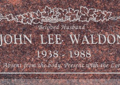 24inch_x_12inch_x_3inch_Flat_Granite_Headstone_in_Mahogany_with_design_B-2