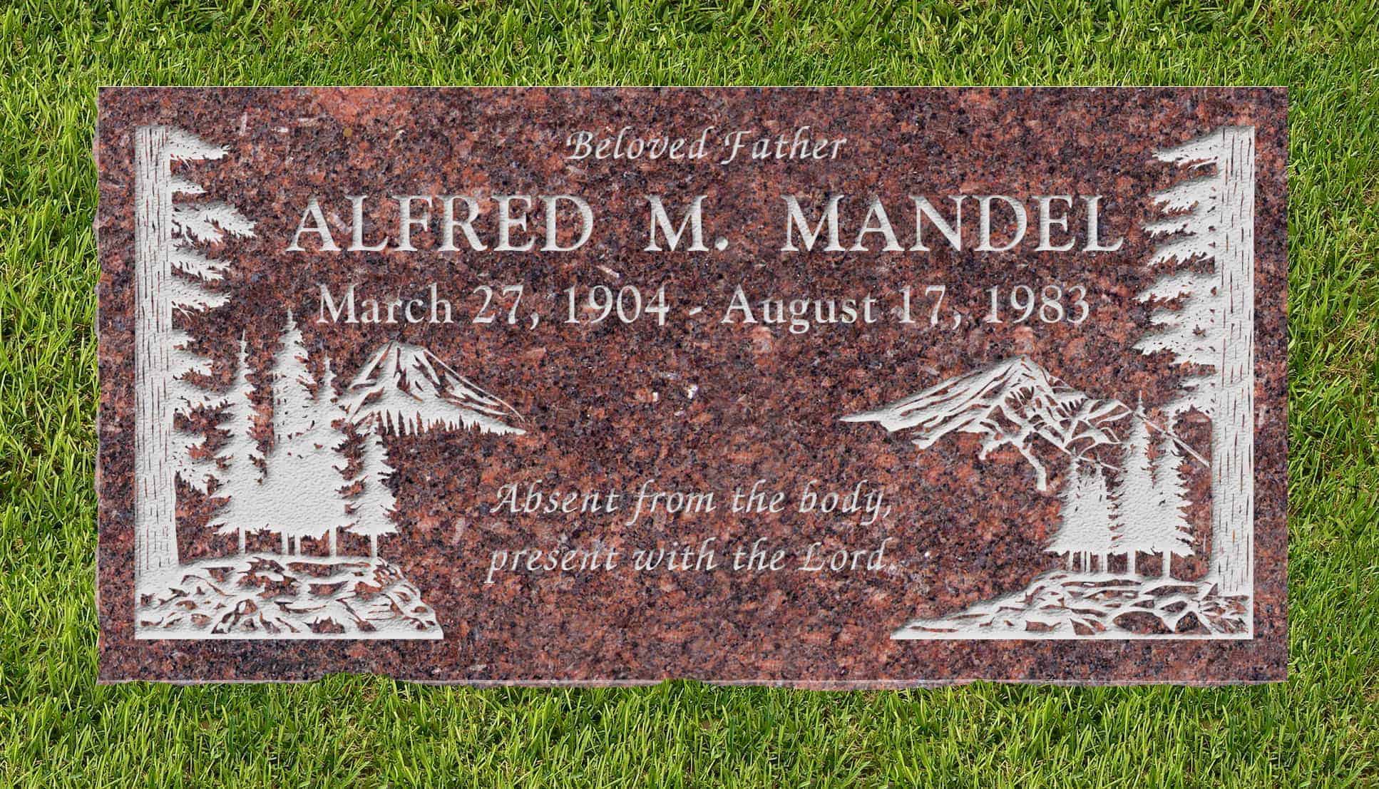 24inch_x_12inch_x_3inch_Flat_Granite_Headstone_in_Mahogany_with_design_S-4_installed_in_ground