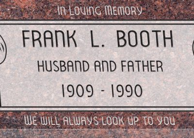 24inch_x_12inch_x_3inch_Flat_Granite_Headstone_in_Mahogany_with_design_V-252,_Sanded_Panel