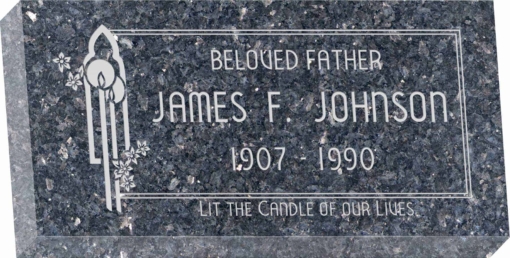 24inch x 12inch x 4inch Flat Granite Headstone in Blue Pearl with design V-88